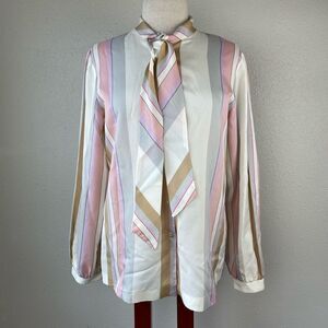 Vintage Koret Button Down Pastel Blouse Top Size L EUC